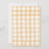 Sinaasappel Gingham Plaid Bij Verjaardagsuitnodigi Kaart (Achterkant)