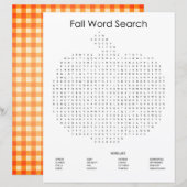 Sinaasappel Gingham Pumpkin Herfst Word Search (Voorkant / Achterkant)