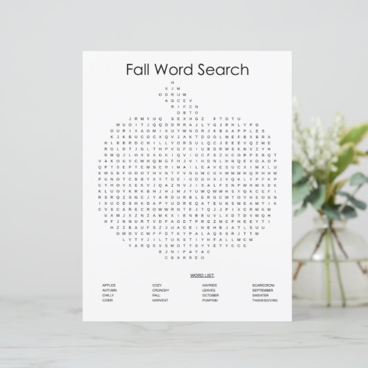 Sinaasappel Gingham Pumpkin Herfst Word Search (Staand voorkant)