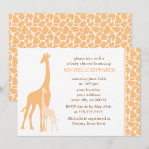 Sinaasappel Giraffe Baby shower Kaart