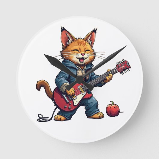Sinaasappel gitaar spelend ronde klok (Voorkant)
