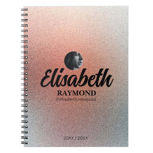  Sinaasappel Glitter foto en naam Notitieboek (Voorkant)