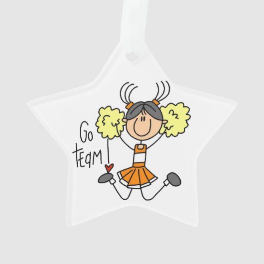Sinaasappel Go Team Cheerleader Acryl Ornament (achterkant)