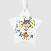 Sinaasappel Go Team Cheerleader Acryl Ornament (voorkant)