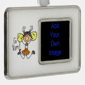 Sinaasappel Go Team Cheerleader Framed Ornament (Rechts)