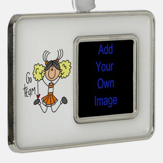 Sinaasappel Go Team Cheerleader Framed Ornament (Rechts)