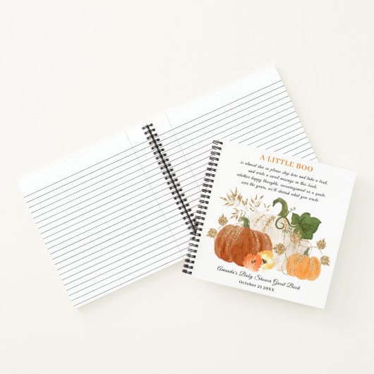 Sinaasappel Gold Halloween Herfst Baby shower Gues Notitieboek (Binnen)