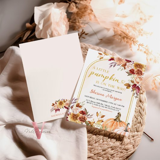 Sinaasappel Gold Little Pumpkin Baby shower Uitnod Kaart