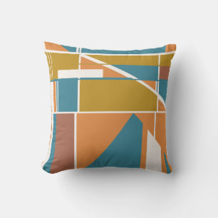 Sinaasappel Gold Rust Turquoise Wit Geometrisch Mo Kussen