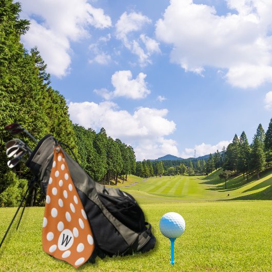 Sinaasappel golfbal patroon monogram gepersonalise golfhanddoek