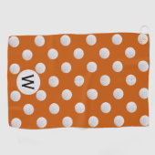 Sinaasappel golfbal patroon monogram gepersonalise golfhanddoek (Horizontaal)