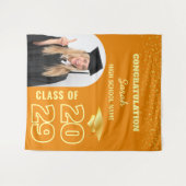 Sinaasappel & Goud Custom Afstuderen Achtergrond & Wandkleed (Voorkant (horizontaal))