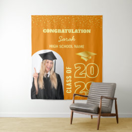 Sinaasappel & Goud Custom Afstuderen Achtergrond & Wandkleed