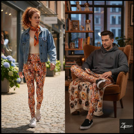 Sinaasappel Goud Drukke Hondengezicht Herhalend Pa Leggings