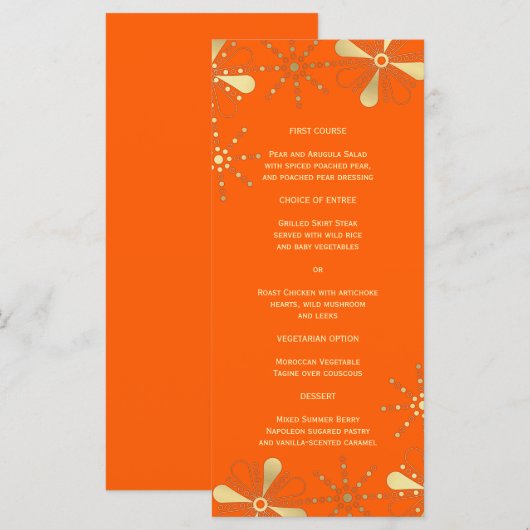 Sinaasappel & Goud Indiaas geïnspireerde Slim Dinn Menu (Voorkant / Achterkant)