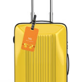 Sinaasappel gouden boog monogram initialen elegant bagagelabel