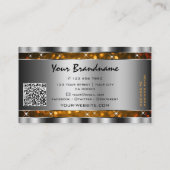 Sinaasappel Gouden Glitter Sparkle Stars QR Code Z Visitekaartje (Achterkant)