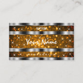 Sinaasappel Gouden Glitter Sparkle Stars QR Code Z Visitekaartje (Voorkant)
