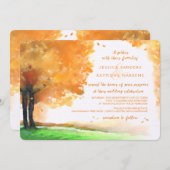 Sinaasappel & gouden herfstbomen Waterverf bruilof Kaart (Voorkant / Achterkant)