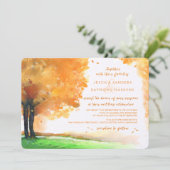Sinaasappel & gouden herfstbomen Waterverf bruilof Kaart (Staand voorkant)