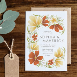 Sinaasappel & goudsbloem Vette Bloemen Bruiloft Ui Kaart