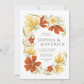 Sinaasappel & goudsbloem Vette Bloemen Bruiloft Ui Kaart (Voorkant)