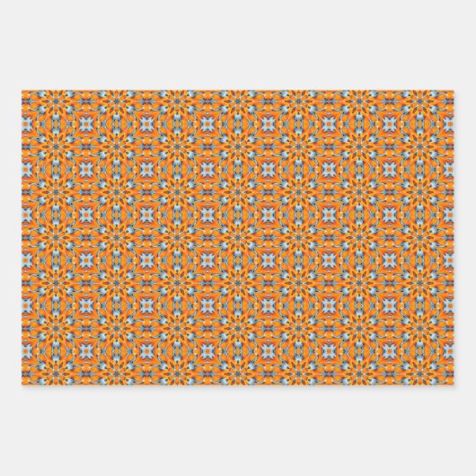 Sinaasappel, goudsbloem, zilver & platina burst inpakpapier vel (Voorkant 3)