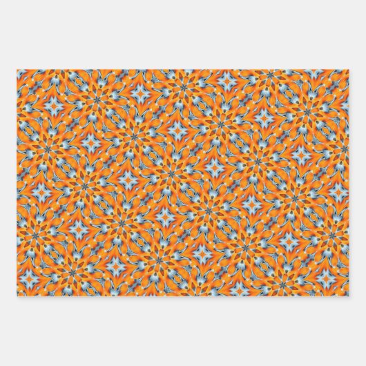 Sinaasappel, goudsbloem, zilver & platina burst inpakpapier vel (Voorkant)