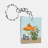 Sinaasappel Goudvis Natuur Aquarium Sleutelhanger (Voorkant Links)