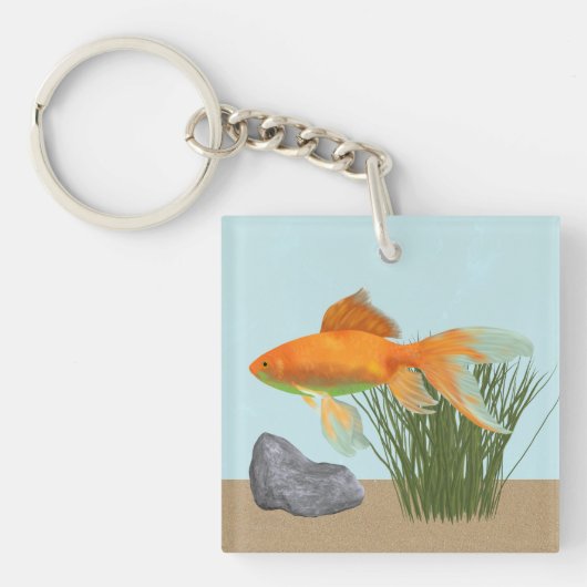 Sinaasappel Goudvis Natuur Aquarium Sleutelhanger (Voorkant)