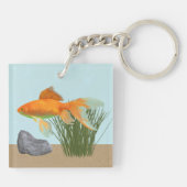 Sinaasappel Goudvis Natuur Aquarium Sleutelhanger (Achterkant)