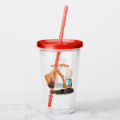 Sinaasappel graafmachine cartoon acryl drinkbeker (Achterkant)