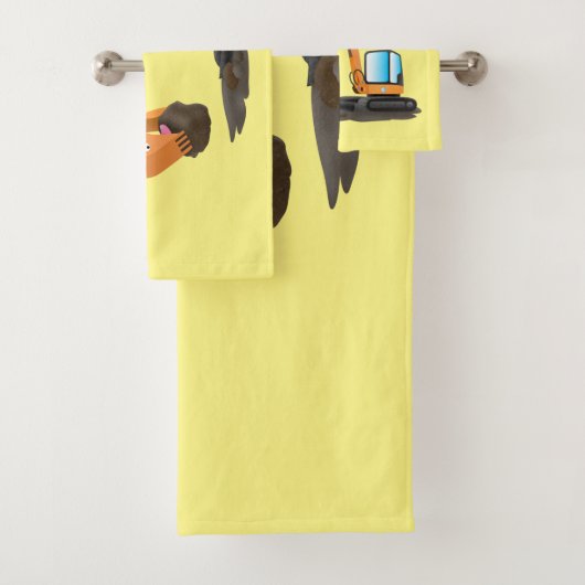 Sinaasappel graafmachine cartoon bad handdoek (Insitu)