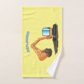 Sinaasappel graafmachine cartoon bad handdoek (Handdoek)