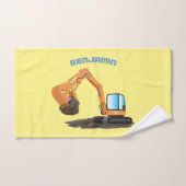 Sinaasappel graafmachine cartoon bad handdoek (Handdoek)