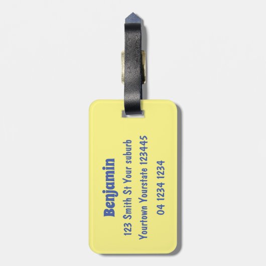 Sinaasappel graafmachine cartoon bagagelabel (Achterkant verticaal)