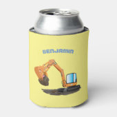 Sinaasappel graafmachine cartoon blikjeskoeler (Blikje Voorkant)