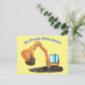 Sinaasappel graafmachine cartoon briefkaart (Staand voorkant)