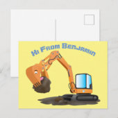 Sinaasappel graafmachine cartoon briefkaart (Voorkant / Achterkant)