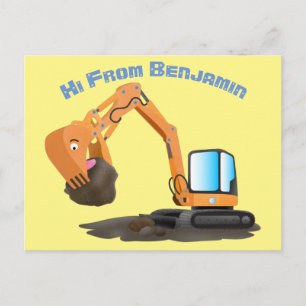 Sinaasappel graafmachine cartoon briefkaart