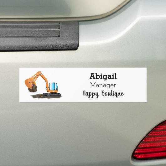 Sinaasappel graafmachine cartoon bumpersticker (Op auto)