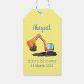 Sinaasappel graafmachine cartoon cadeaulabel (Achterkant)