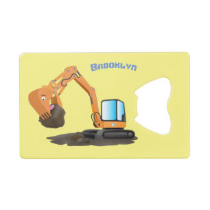 Sinaasappel graafmachine cartoon creditkaart flessenopener