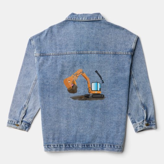 Sinaasappel graafmachine cartoon denim jacket (Achterkant)