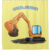 Sinaasappel graafmachine cartoon douchegordijn (Voorkant)