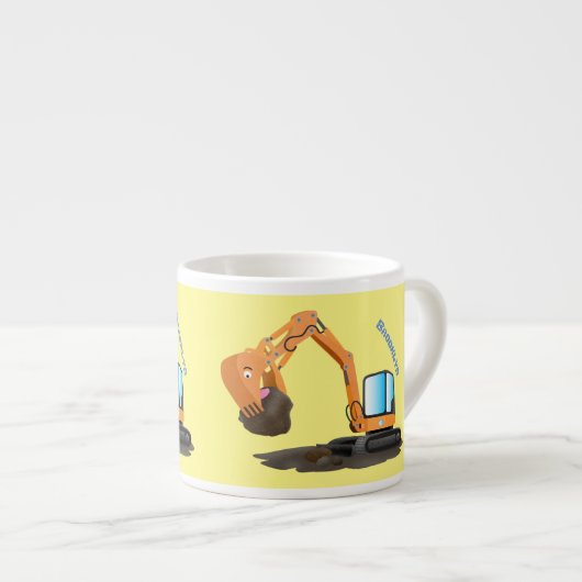 Sinaasappel graafmachine cartoon espresso kop (Voorkant rechts)