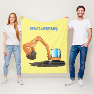 Sinaasappel graafmachine cartoon fleece deken