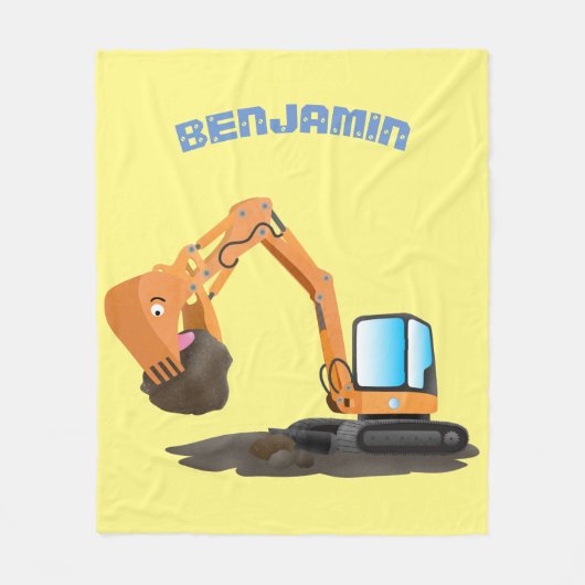 Sinaasappel graafmachine cartoon fleece deken (Voorkant)