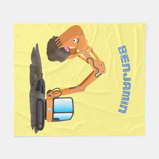 Sinaasappel graafmachine cartoon fleece deken (Voorkant (Horizontaal))