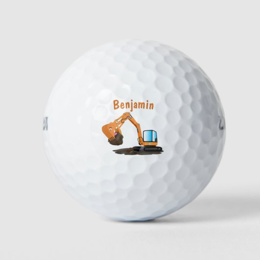 Sinaasappel graafmachine cartoon golfballen (Voorkant)